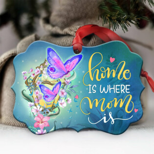 Butterfly Home Is Where Mom Is - Horizontal Ornament - Owl Ohh - Owl Ohh