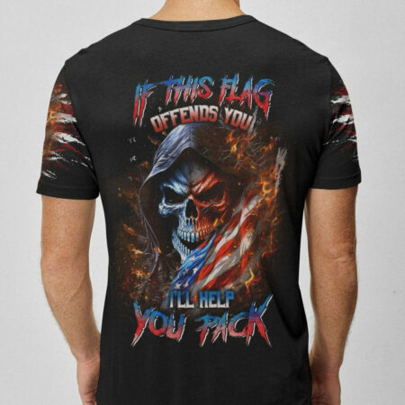 IF THIS FLAG OFFENDS YOU I'LL HELP YOU PACK SKULL ALL OVER PRINT - YHLN1104234
