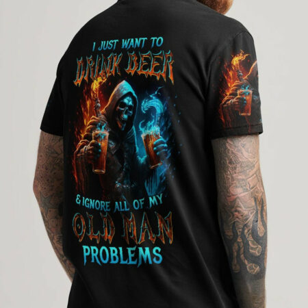 I JUST WANT TO DRINK BEER REAPER ALL OVER PRINT - TLTW1804231