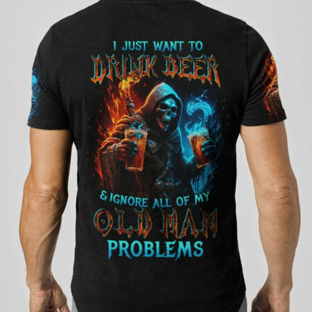 I JUST WANT TO DRINK BEER REAPER ALL OVER PRINT - TLTW1804231