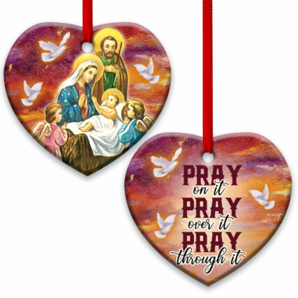 Jesus Nativity Pray On It Pray Over It Pray Through It - Heart Ornament - Owl Ohh - Owl Ohh