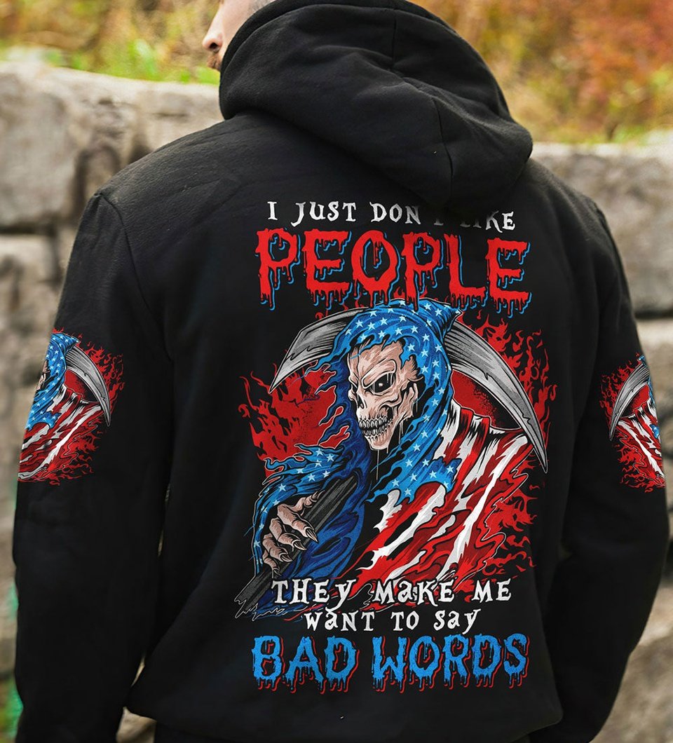 I JUST DON'T LIKE PEOPLE SKULL REAPER ALL OVER PRINT - TLTM2911224