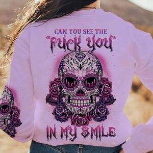 CAN YOU SEE THE F YOU SUGAR SKULL ROSE PURPLE ALL OVER PRINT - TLTW1302235