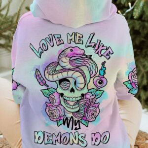 LOVE ME LIKE MY DEMONS DO PASTEL SKULL SNAKE ALL OVER PRINT - TLTR2812223