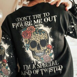 DON'T TRY TO FIGURE ME OUT LEOPARD SKULL ALL OVER PRINT - TLTY1411221