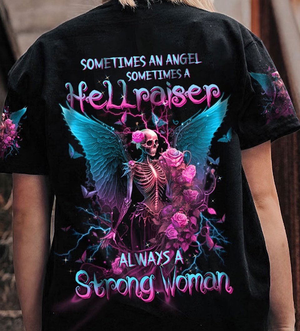 ALWAYS A STRONG WOMAN SKELETON WINGS ROSE TEAL PINK ALL OVER PRINT - TLTW1103234