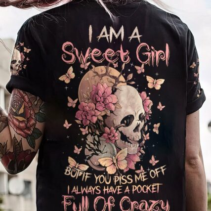 I AM A SWEET GIRL FLOWER SKULL ALL OVER PRINT - TLNZ2712224