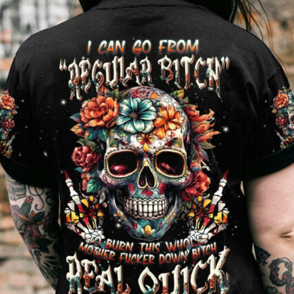 I CAN GO FROM REGULAR B SKULL FLOWER ALL OVER PRINT - TLNT1804232