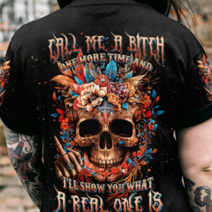 CALL ME A B ONE MORE TIME FLOWER SKULL ALL OVER PRINT - TLNT1704231