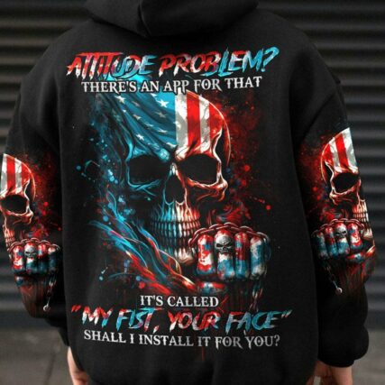 ATTITUDE PROBLEM SKULL FLAG ALL OVER PRINT - TLNO1803233