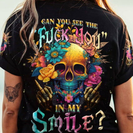 CAN YOU SEE THE F YOU FLOWER SKULL ALL OVER PRINT - TLNT1704233