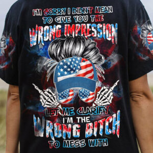 I'M THE WRONG B TO MESS WITH MESSY BUN ALL OVER PRINT - TLTW0804232