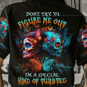 DON'T TRY TO FIGURE ME OUT TWO FACED SKULL ALL OVER PRINT - TLTR0404235
