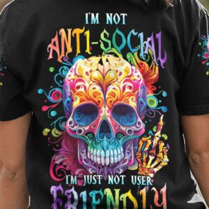 I'M NOT ANTI-SOCIAL RAINBOW SKULL ALL OVER PRINT - TLNT2504232