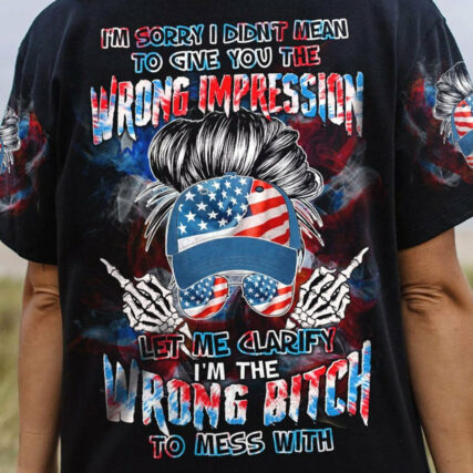 I'M THE WRONG B TO MESS WITH MESSY BUN ALL OVER PRINT - TLTW0804232