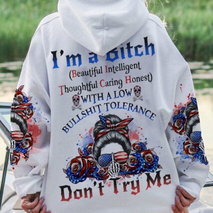 I'M A B DON'T TRY ME AMERICAN MESSY BUN ALL OVER PRINT - TLNO3101231