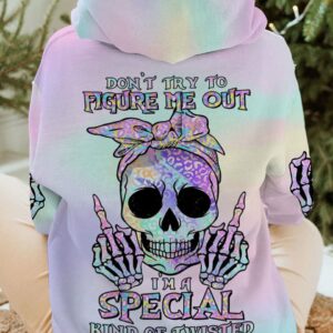DON'T TRY TO FIGURE ME OUT LEOPARD HOLO SKULL ALL OVER PRINT - TLTR0612222