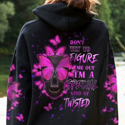 DON'T TRY TO FIGURE ME OUT BUTTERFLY SKULL ALL OVER PRINT - TLTW1611223