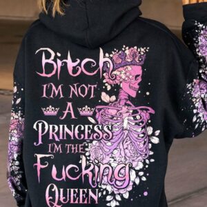 I'M A FKING QUEEN FLORAL SKELETON ALL OVER PRINT - TLTY2211222
