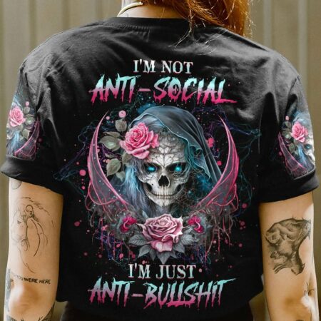 I'M NOT ANTI-SOCIAL SKULL ALL OVER PRINT - YHHG1303233
