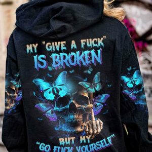 MY GIVE A F BUTTERFLY SKULL ALL OVER PRINT - TLNZ2903231