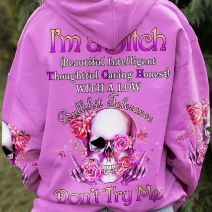 I'M A B DON'T TRY ME ROSE SKULL ALL OVER PRINT - YHDU3103233