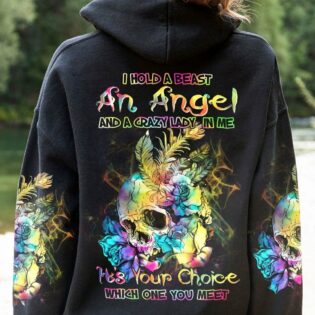 I HOLD A BEAST AN ANGEL AND A CRAZY LADY ALL OVER PRINT - YHHN0803234