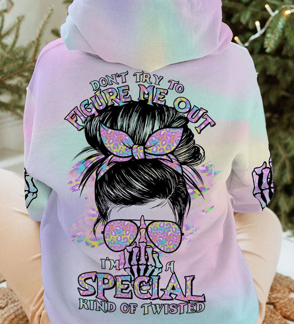 DON'T TRY TO FIGURE ME OUT MESSY BUN HOLO ALL OVER PRINT - TLTR1212221