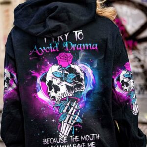 I TRY TO AVOID DRAMA TATTOOED SKULL ALL OVER PRINT - TLNZ1912223