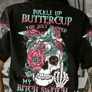 BUCKLE UP BUTTERCUP FLOWER SKULL ALL OVER PRINT - TLTR1804231