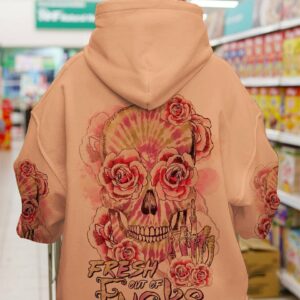 FRESH OUT OF F TIE DYE FLOWER SKULL ALL OVER PRINT - TLTR0303232