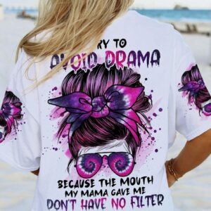 I TRY TO AVOID DRAMA MESSY BUN ALL OVER PRINT - TLNO0401232