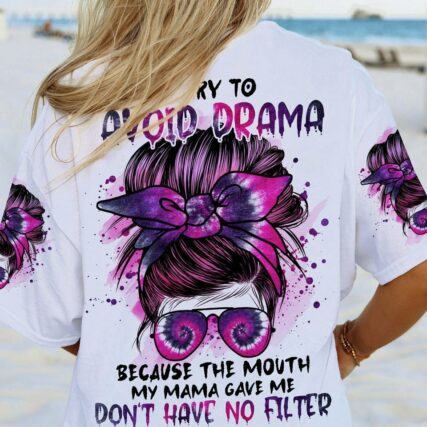 I TRY TO AVOID DRAMA MESSY BUN ALL OVER PRINT - TLNO0401232