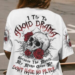 I TRY TO AVOID DRAMA SMOKE SKULL ALL OVER PRINT - YHLN1201232