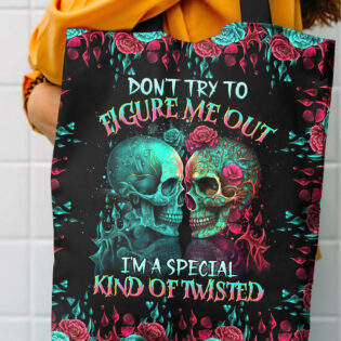 DON'T TRY TO FIGURE ME OUT SKULL TOTE BAG - TLTR0504236
