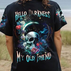 HELLO DARKNESS MY OLD FRIEND CRESCENT MOON SKULL ALL OVER PRINT - TLTW3003235