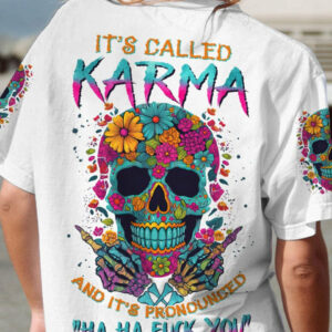 HA HA F YOU FLOWER SKULL ALL OVER PRINT - TLNZ2004233