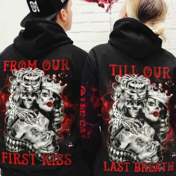 FROM OUR FIRST KISS KING QUEEN COUPLE SKULL ALL OVER PRINT - TLNO2612222