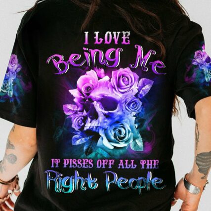 I LOVE BEING ME SKULL FLOWER ALL OVER PRINT - YHLN1301232