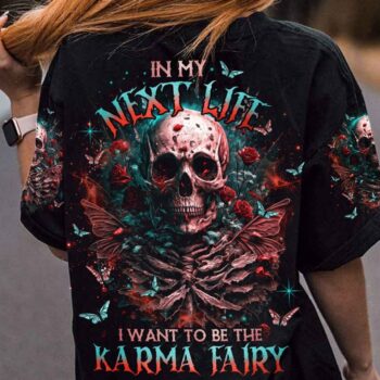 KARMA FAIRY SKULL WITH ROSES ALL OVER PRINT - TLNO2703232