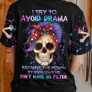 I TRY TO AVOID DRAMA PURPLE MESSY BUN ALL OVER PRINT - TLTR3012222