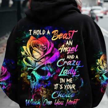 I HOLD A BEAST AN ANGEL SKETCH ROSE SKULL ALL OVER PRINT - TLTW0603233