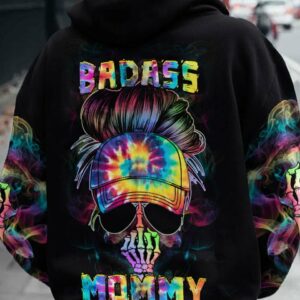 BADASS MOMMY MESSY BUN ALL OVER PRINT - YHHG2402232