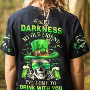 HELLO DARKNESS MY OLD FRIEND SKULL BEER PATRICK'S DAY ALL OVER PRINT - YHHG0102231