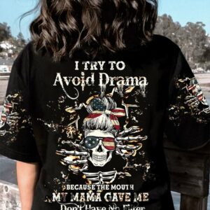I TRY TO AVOID DRAMA CRACK SKULL LEOPARD ALL OVER PRINT - TLTW1101234