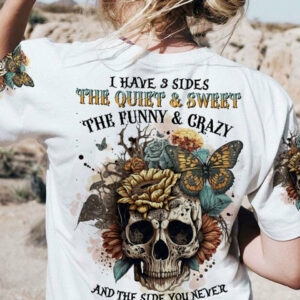 I HAVE THREE SIDES VINTAGE FLOWER SKULL ALL OVER PRINT - TLTR1804232