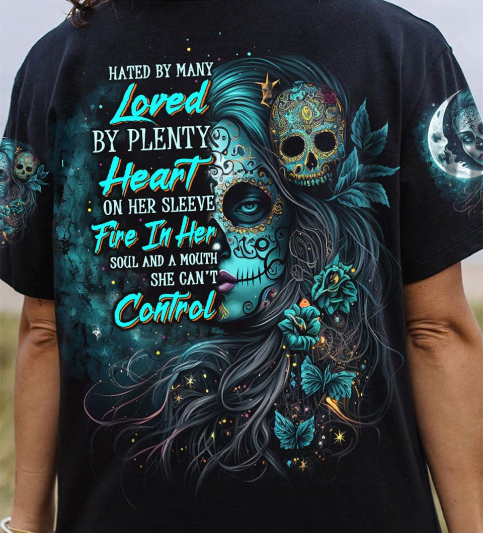 A MOUTH SHE CAN'T CONTROL HALF SUGAR SKULL ALL OVER PRINT - TLTW2703231