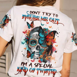 DON'T TRY TO FIGURE ME OUT SUGAR SKULL WITH BUTTERFLY ALL OVER PRINT - TLNZ1704231