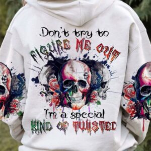 DON'T TRY TO FIGURE ME OUT WATERCOLOR SKULL ALL OVER PRINT - TLTR2412221