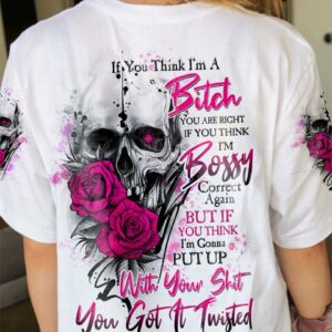 IF YOU THINK I'M A B PINK ROSE SKULL ALL OVER PRINT - TLTW2911221